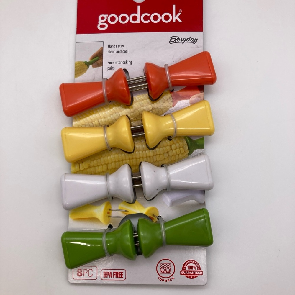 Good Cook Corn Cob Holders ~ Set of 8 Skewers ~ Interlocking For Safe Storage